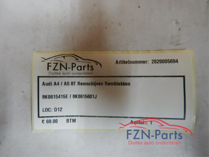 Remschijf + blok voor Audi A5 (22740698)