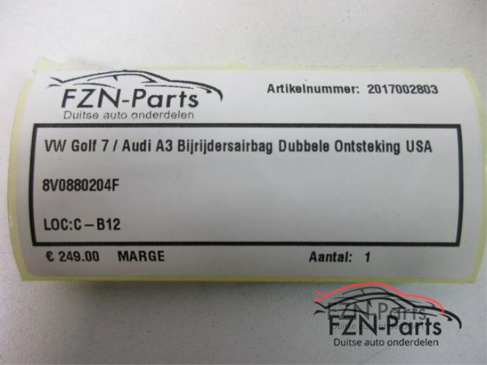 VW Golf 7 Bijrijdersairbag Dubbele Ontsteking USA