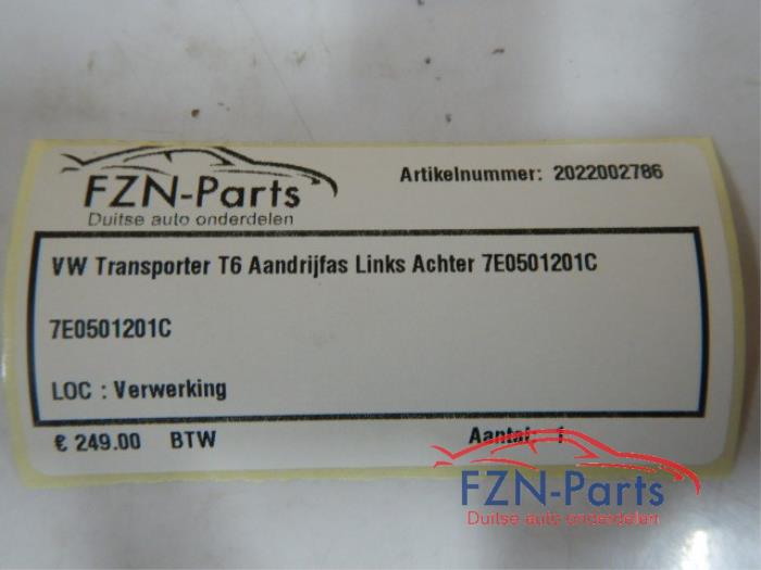 VW Transporter T6 Aandrijfas Links Achter
