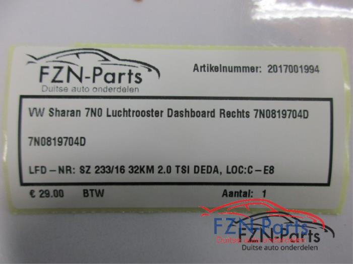 Luchtrooster Dashboard Volkswagen Sharan (22735973)