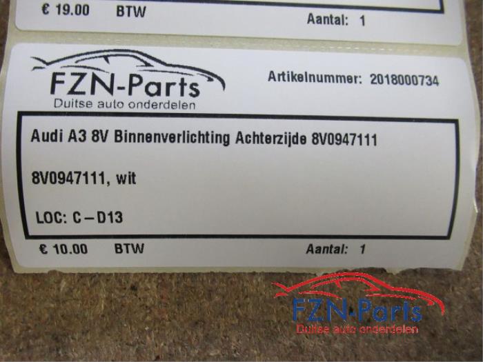 Audi A3 8V Binnenverlichting Achterzijde