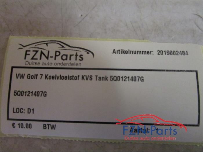VW Golf 7 Koelvloeistof KVS Tank