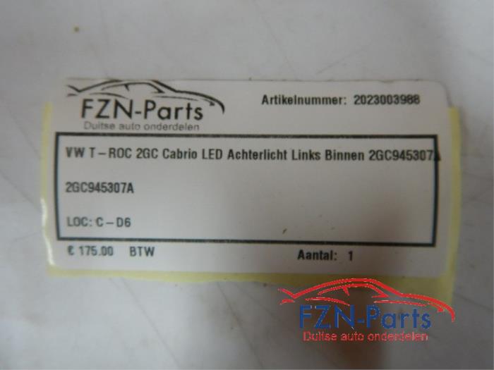 VW T-Roc 2GC Cabrio LED Achterlicht Links-binnen