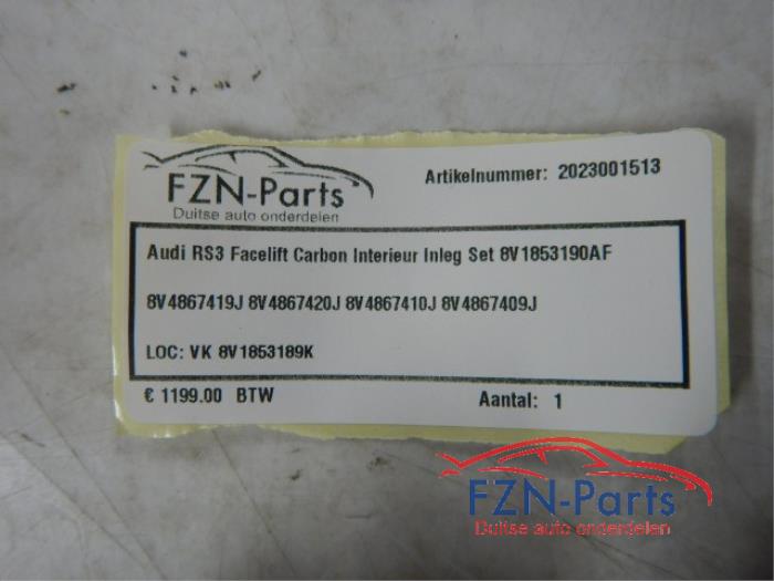 Audi A3 S3 RS3 Facelift Carbon Interieur Inleg Set