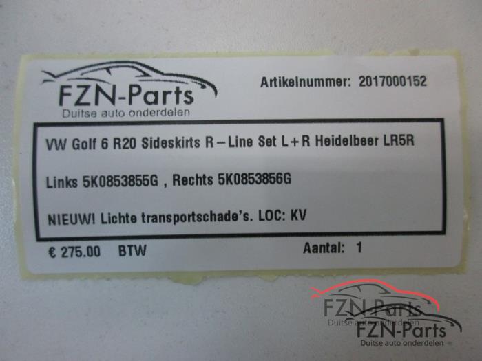 VW Golf 6 R20 Sideskirts R-Line Set L+R Heidelbeer LR5R