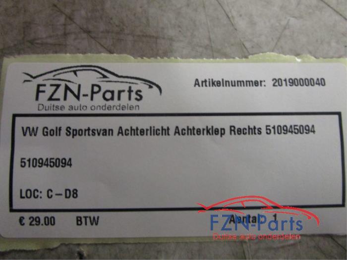 VW Golf Sportsvan Achterlicht Achterklep Rechts