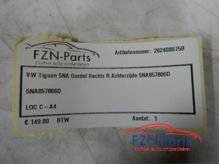 Veiligheidsgordel rechts-achter Volkswagen Tiguan (22745116)