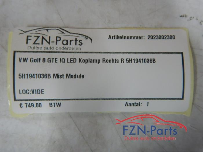 VW Golf 8 GTE IQ LED Koplamp Rechts R