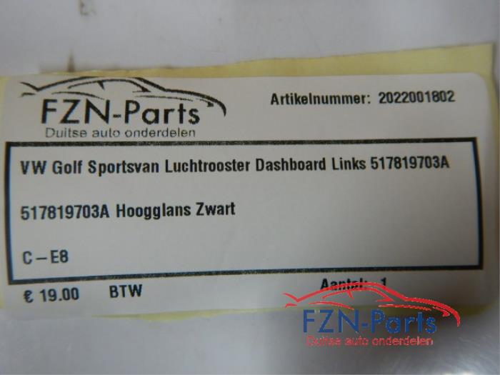 Luchtrooster Dashboard Volkswagen Golf Sportsvan (22735863)