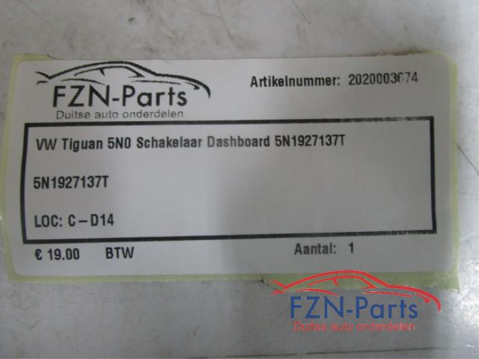 VW Tiguan 5N0 Schakelaar Dashboard