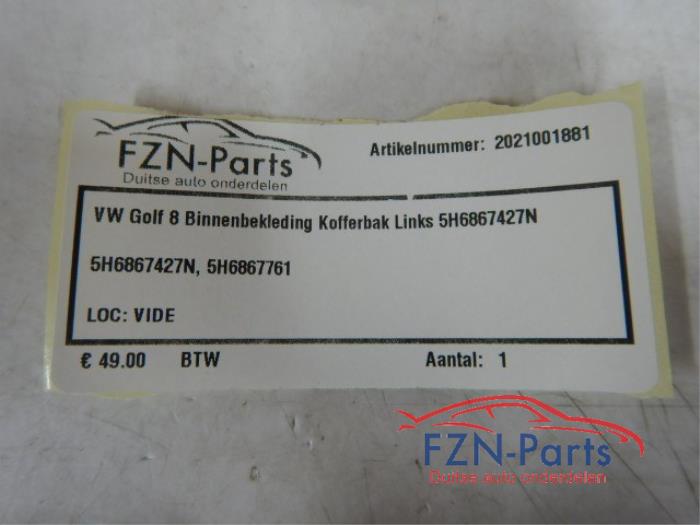 VW Golf 8 Binnenbekleding Kofferbak Links