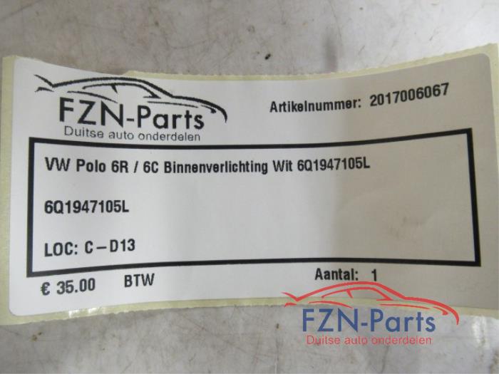 VW Polo 6R / 6C Binnenverlichting Wit