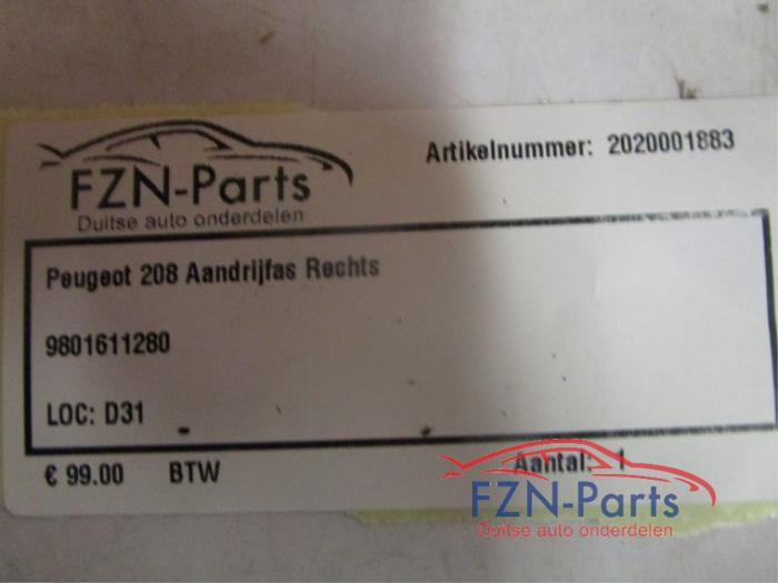 Peugeot 208 Aandrijfas Rechts