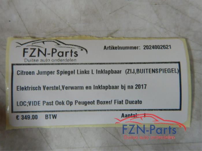 Citroen Jumper Spiegel Links Inklapbaar (Zij,Buitenspiegel) Kleur: ZwartElektrisch Verstel, Verwarm en InklapbaarPast ook op Peugeot Boxer/Fiat DucatoBouwjaar na 2017Spiegels, Links, Inklap, Zwart, Jumper 1.5 BlueHDi 100
