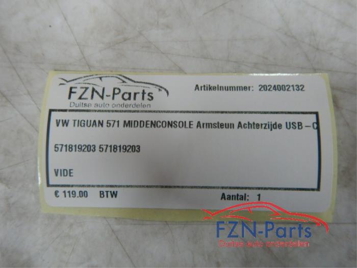 VW Tiguan 571 Middenconsole Armsteun Achterzijde USB-C