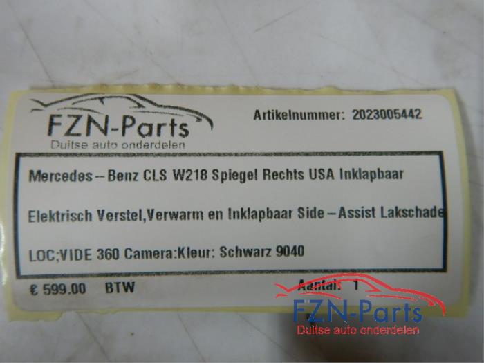 Mercedes-Benz CLS W218 Spiegel Rechts USA Inklapbaar Elektrisch verstel verwarm en inklapbaar Side assist Lakschade 360 Camera Kleur: Obsidianschwarz 