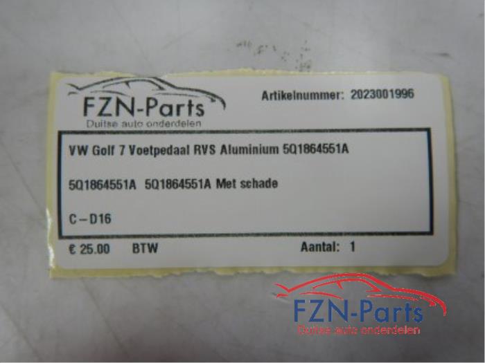 VW Golf 7 Voetpedaal RVS Aluminium
