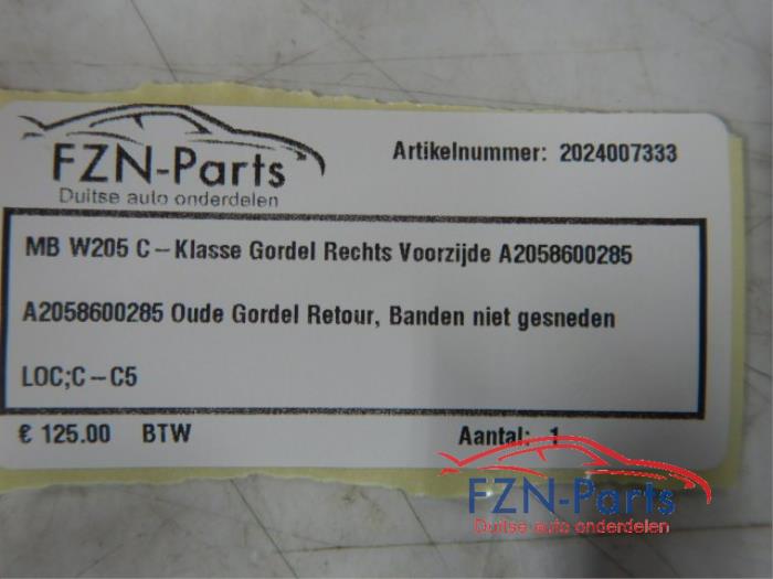 Mercedes-Benz C-Klasse W205 Gordel Rechts-voor A2058600285 C 200 EQ Boost 4-matic (205.078) 131302 01-04-2018 01-05-2021
C 300 e 4-matic (205.054) 137149 01-07-2019 27-11-2022
C 200 4-matic (205.043) 112354 01-04-2015 01-08-2018
C 300 4-matic (205.084) 135948 01-05-2018 01-05-2021
C 220 d (205.014) 130969 01-05-2018 01-05-2021
C 300 EQ Boost 4-matic (205.084) 136351 01-05-2019 01-05-2021
C 300 d 4-matic (205.019) 131844 01-06-2018 01-05-2021
C 400 4-matic (205.066) 108003 01-10-2014 01-11-2020
C 300 e (205.053) 137148 01-07-2019 27-11-2022
C 200 (205.042) 100551 01-12-2013 01-08-2018
C 180 BlueTEC / d (205.036) 106289 01-05-2014 01-05-2018