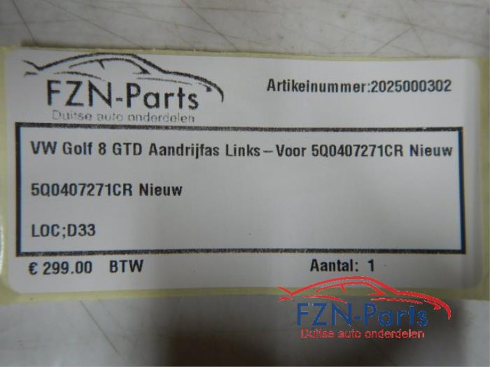 VW Golf 8 GTD Aandrijfas Links-Voor