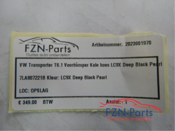 VW Transporter T6.1 Voorbumper Kale hoes LC9X Deep Black Pearl