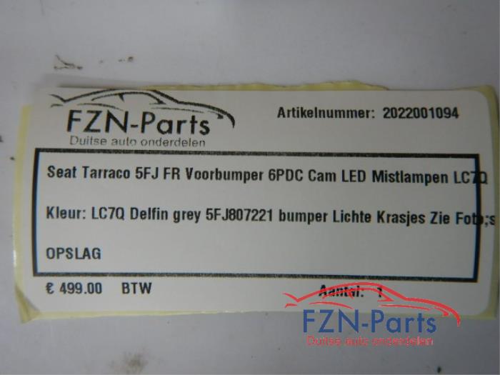Seat Tarraco 5FJ FR Voorbumper 6PDC CAM LED Mistlampen LC7Q Kleur: LC7Q Delfin Grey