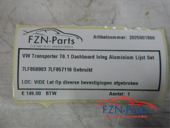 VW Transporter T6.1 Dashboard Inleg Aluminium Lijst Set