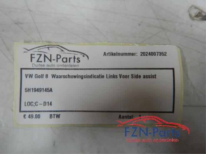 VW Golf 8 Side-Assist Waarschuwingsindicatie Links-voor