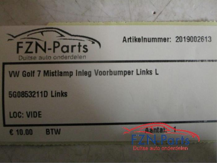 VW Golf 7 Mistlamp Inleg Voorbumper Links L