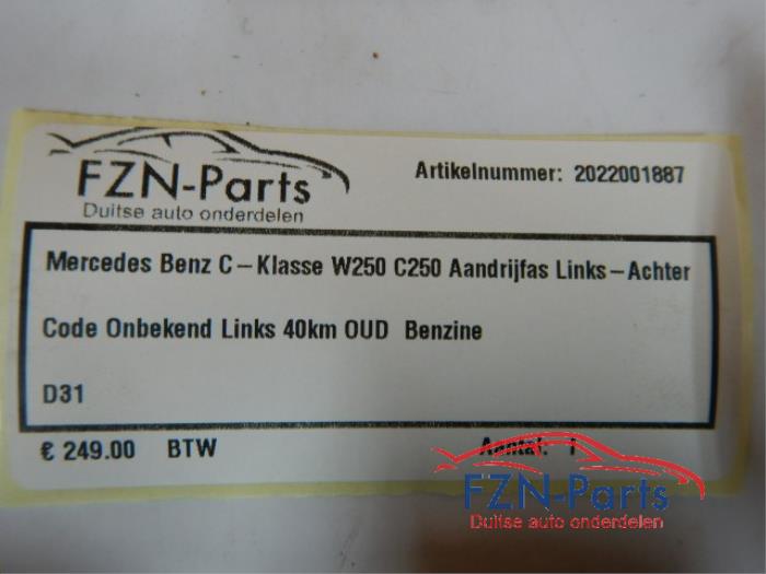 Mercedes-Benz C-Klasse W205 C250 Aandrijfas Links-Achter