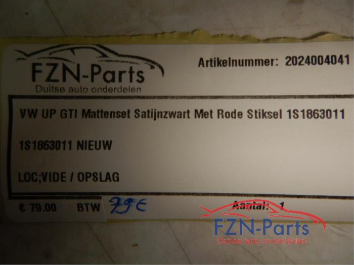 VW UP! GTI Mattenset Satijnzwart Rode Stiksel