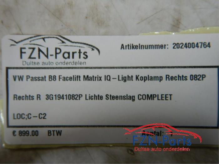 VW Passat B8 Facelift Matrix IQ-Light Koplamp Rechts R 082P 3G194