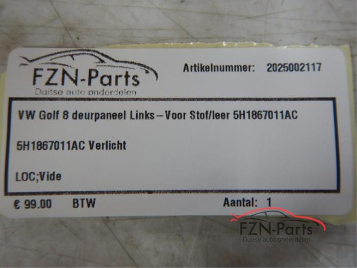 VW Golf 8 Deurpaneel Links-voor Stof/Leer