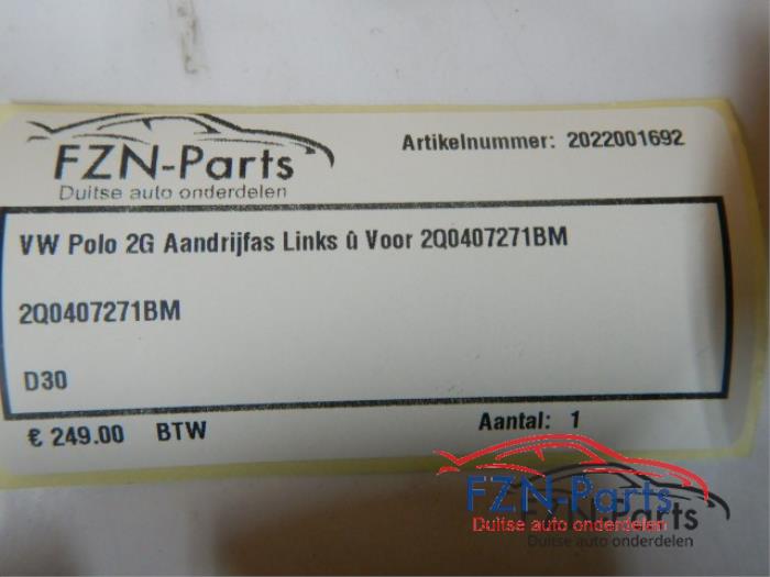 VW Polo 2G Aandrijfas Links-Voor