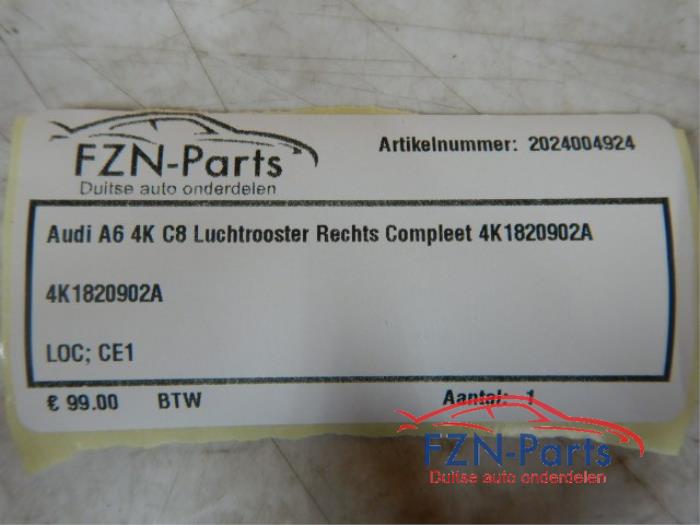 Audi A6 4K C8 Luchtrooster rechts compleet