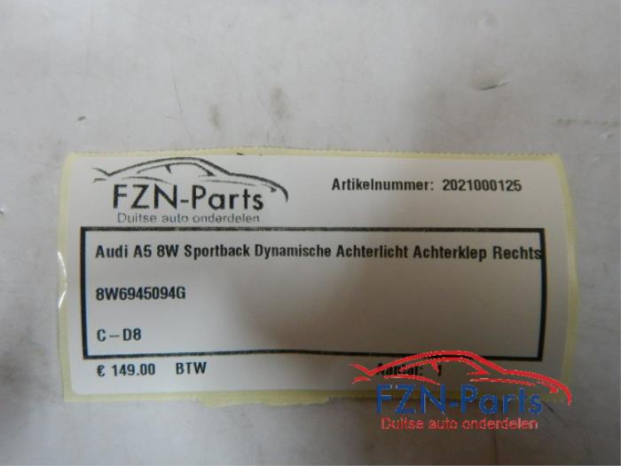 Audi A5 8W6 Sportback Dynamische Achterlicht Achterklep Rechts