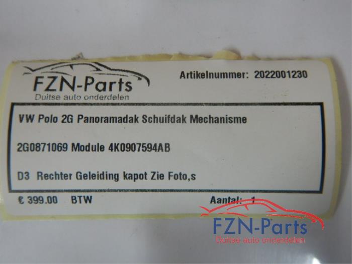 VW Polo 2G Panoramadak Schuifdak Mechanisme Pano