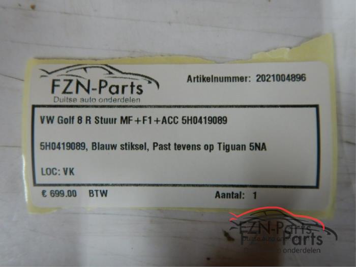 VW Golf 8 R stuur MF+F1+ACC