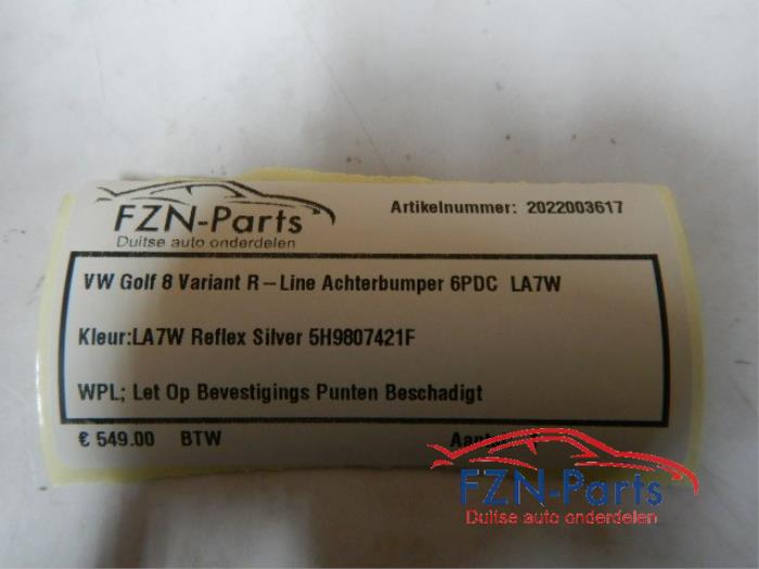 VW Golf 8 Variant R-Line Achterbumper 6PDC LA7W Kleur: LA7W Reflex silver