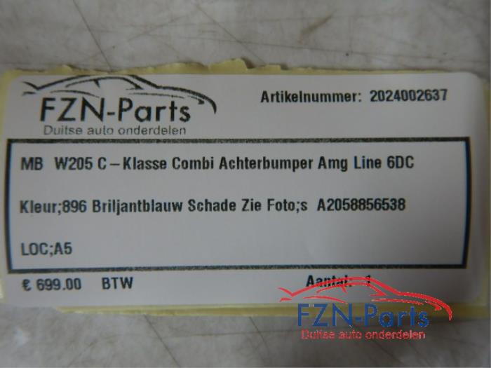 Mercedes-Benz C-Klasse W205 Combi Station Achterbumper AMG-Line Blauw 6PDC C 200 4-matic (205.043) 112354 01-04-2015 01-08-2018
C 300 (205.048) 108453 01-09-2015 01-08-2018
C 220 d (205.014) 130969 01-05-2018 01-05-2021
C 200 d (205.001) 131368 01-05-2018 01-05-2021
C 400 4-matic (205.066) 108003 01-10-2014 01-11-2020
C 200 (205.042) 100551 01-12-2013 01-08-2018
C 180 BlueTEC / d (205.036) 106289 01-05-2014 01-05-2018
C 300 BlueTEC Hybrid / h (205.012) 106292 01-05-2014 01-05-2018
C 200 EQ Boost (205.077) 131300 01-04-2018 01-06-2021
C 180 d (205.000) 131372 01-05-2018 01-05-2021
C 160 (205.044) 112350 01-04-2015 01-11-2019
C 250 BlueTEC / d (205.008, 205.