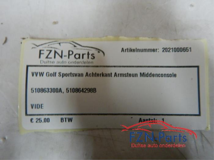 VW Golf Sportsvan Achterkant Armsteun Middenconsole