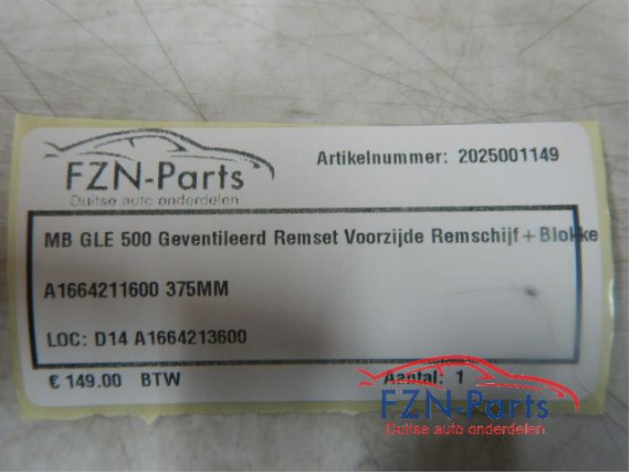 Mercedes-Benz GLE 500 Geventileerd Remset Remschijf+Blokken Voorzijde