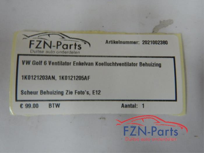 VW Golf 6 Ventilator Enkelvan Koelluchtventilator Behuizing