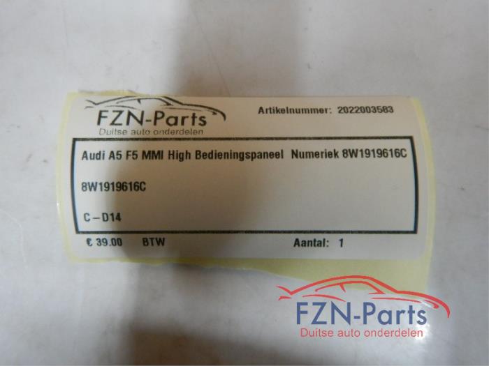 Audi A5 F5 MMI High Bedieningspaneel Numeriek