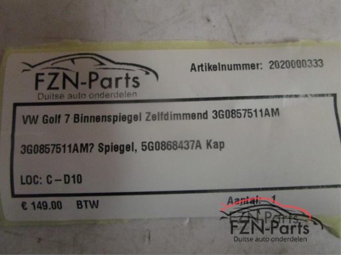 VW Golf 7 binnenspiegel Zelfdimmend