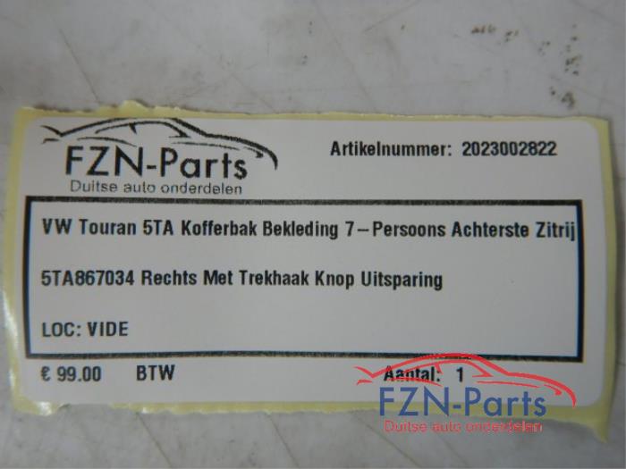 Bekleding bagageruimte Volkswagen Touran (22741084)