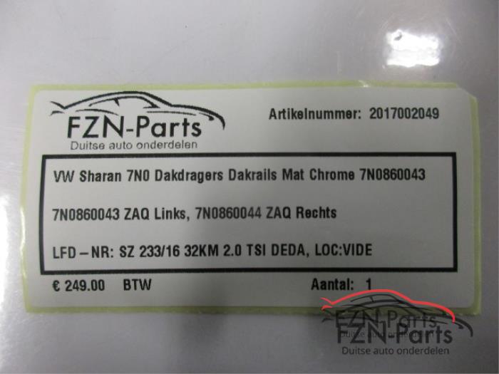 VW Sharan 7N0 Dakdragers Dakrails Mat Chrome