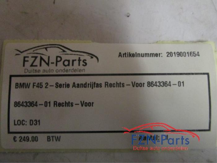 BMW F45 2-Serie 214 218 D Aandrijfas Rechts-Voor