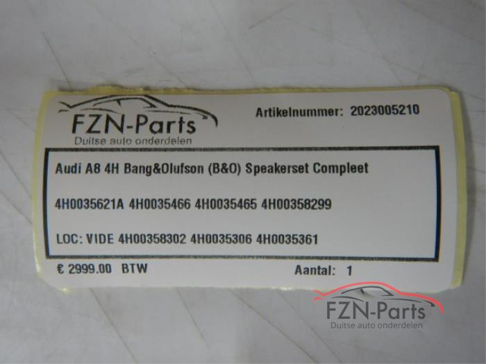 Audi A8 4H Bang & Olufson (B&O) Speakerset Compleet