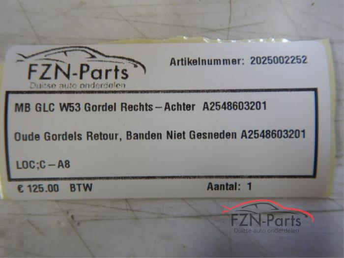 Mercedes-Benz GLC W254 Gordel rechts-achter