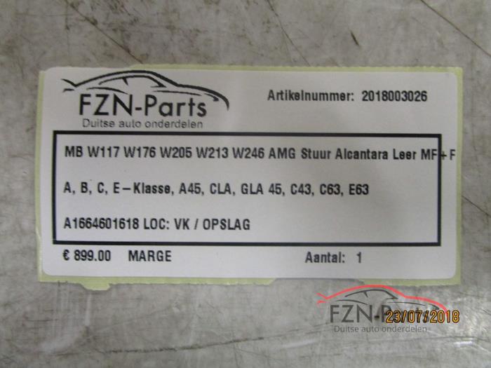 Mercedes-Benz W117 W176 W205 W213 W246 AMG Stuur Alcantara Leer MF+F1 A, B, C, E-Klasse, A45, CLA, GLA 45, C43, C63, E63